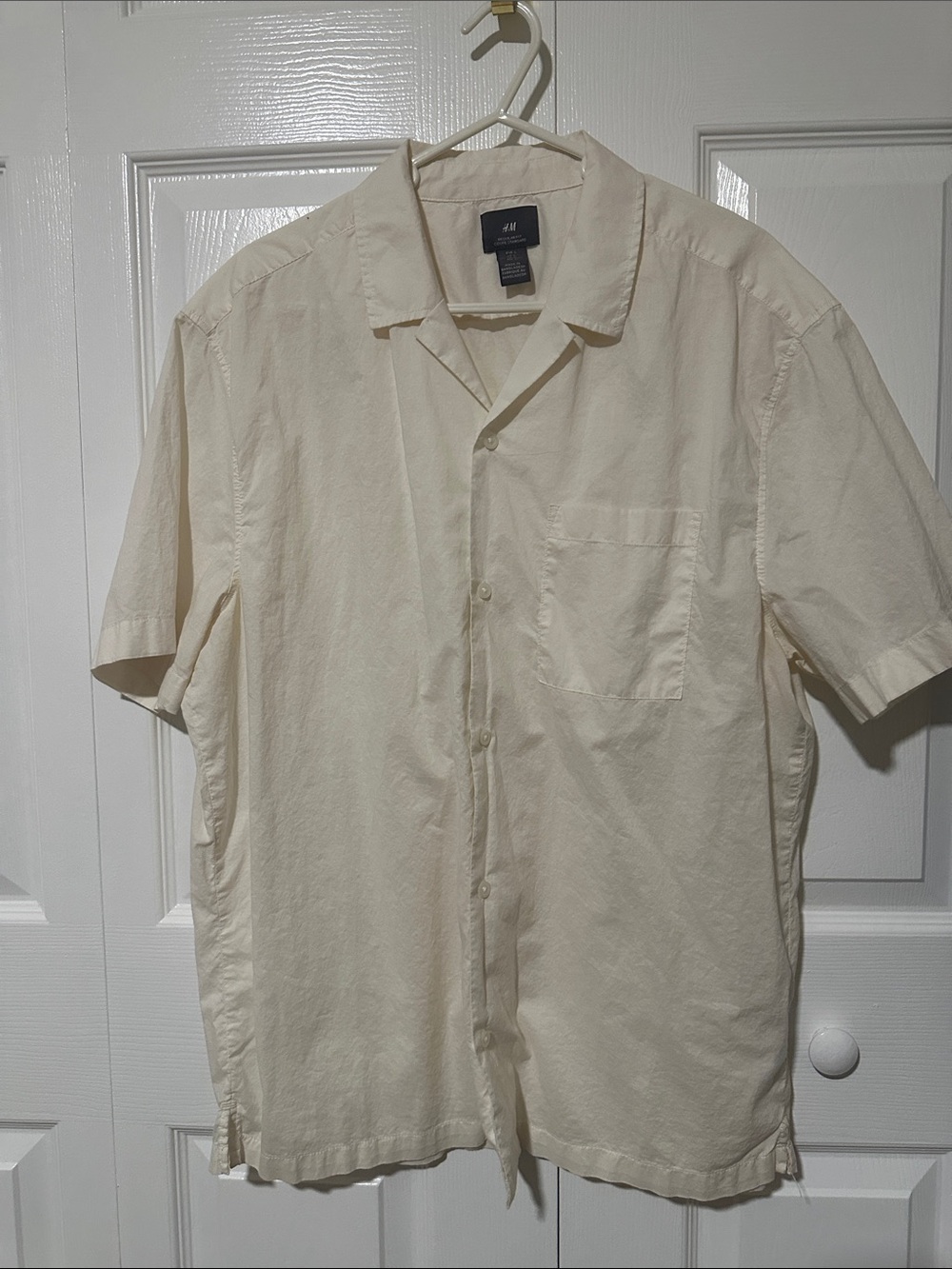 H&M Men's Short Sleeve Button-Down Shirt — Off-White